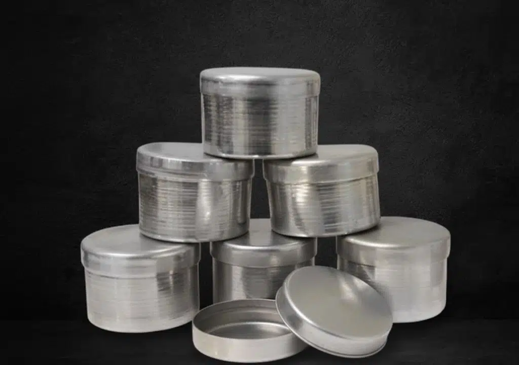 Latas de humedad capsula de aluminio. 55 mm diámetro x 29 mm de altura con tapa. capacidad 70ml. kuyaru